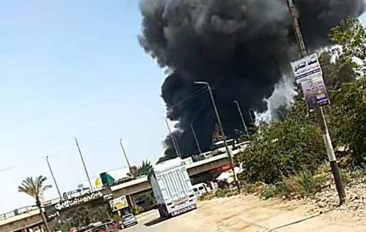 حريق الهائل في شونة قطع الغيار بأجا