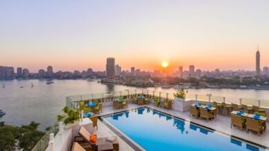 rooftop pool during sunset632929886